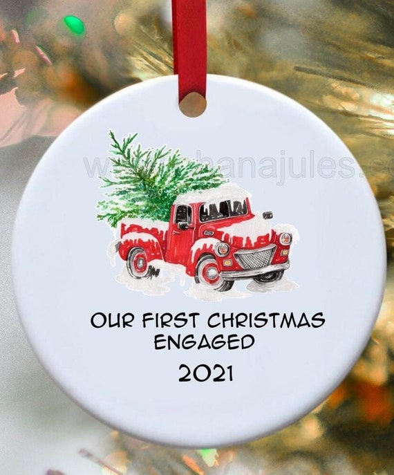 First Christmas, 1st Christmas, Engaged, Christmas Ornament, Red truck, Our first Christmas, Our 1st Christmas,