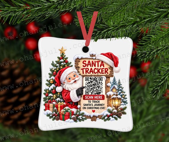 SantaTracker ornament , Santa Ornament, Santa Tracker, Kids Christmas Ornament, TrackSanta Santa, Family Ornament, Christmas Tree Ornament