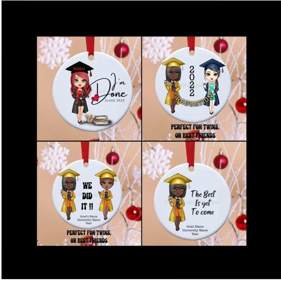 College Graduation Ornament, College ornament, Gradution gift, Personalized ornament, diploma, Grad, cap and gown. Christmas Ornament