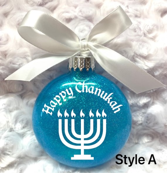 Personalized Hanukkah Ornament, Chanukah Christmas Ornament, Menorah Dreidel Ornament, Jewish Holiday Gift, Hanukkah Keepsake