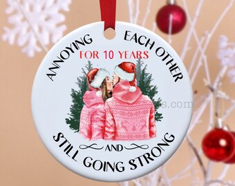 Couple Ornament, Anniversary, Personalized Ornament, Funny Ornament, Christmas, Christmas Ornament, Husband and wife, Ceramic Ornament,