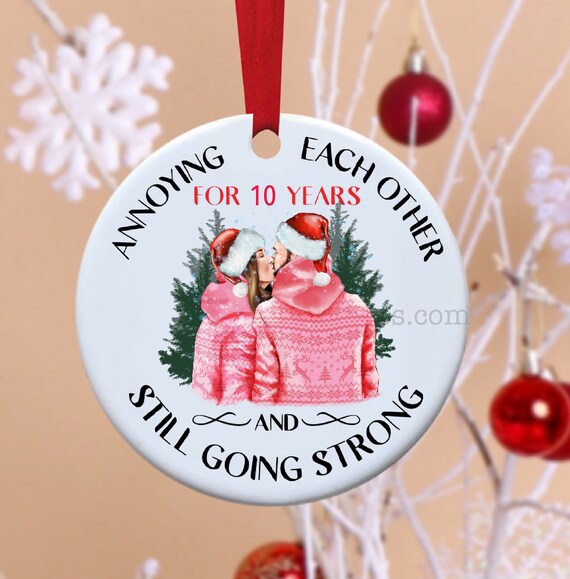 Couple Ornament, Anniversary, Personalized Ornament, Funny Ornament, Christmas, Christmas Ornament, Husband and wife, Ceramic Ornament,