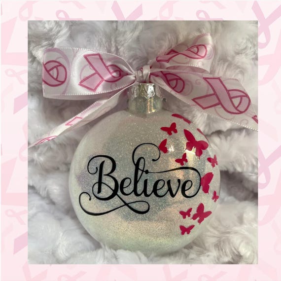Personalized Breast Cancer Ornament, Breast Cancer Ornament, Cancer Ornament, Breast Cancer Awareness, Christmas Ornament, Christmas Tree