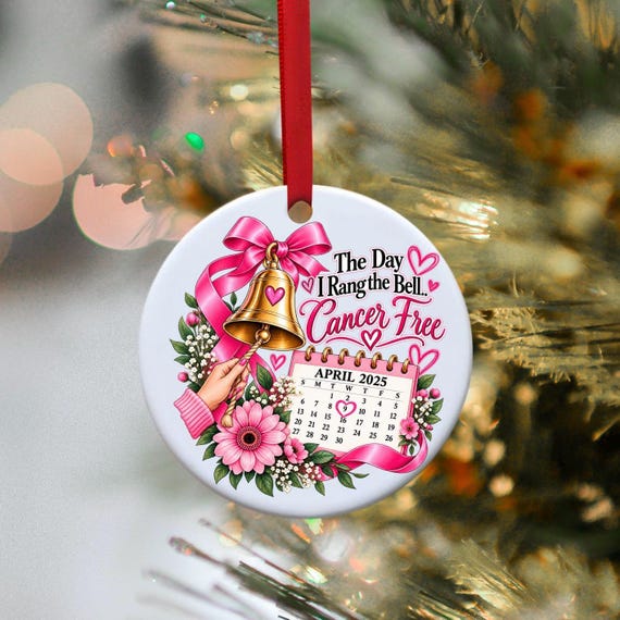 breast cancer survivor ornament, breast cancer Christmas ornament, cancer-free gift, pink ribbon ornament, cancer keepsake, Cancer Free