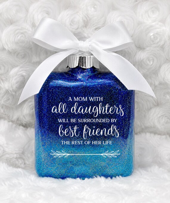 Mother Daughter Christmas Ornament – All Daughters Gift for Mom | Glass or Plastic Family Keepsake Ornament for Christmas Tree Decor