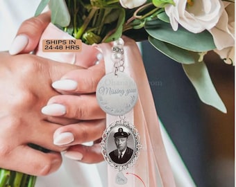 Wedding Memorial Bouquet Charm, In Loving Memory Photo Charm, Bridal Keepsake, Missing Loved One Wedding, Custom Photo Charm, Wedding Gift
