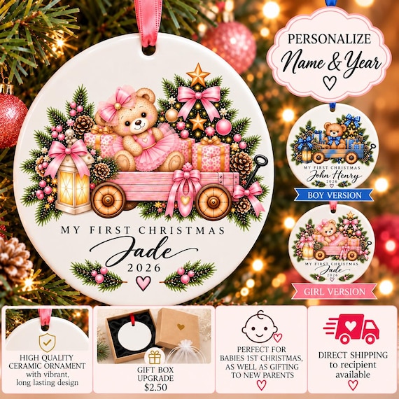 Personalized Baby’s First Christmas Ornament, Baby Christmas Ornament, New Baby Keepsake, First Christmas Gift, New Parents Gift, 2026 Baby