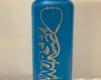 Personalized Nurse Water Bottle: Laser Etched Stethoscope Design