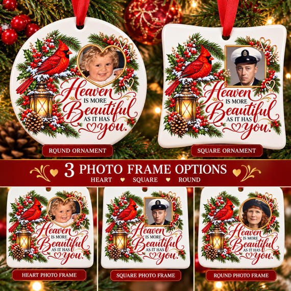 Personalized Memorial Photo Ornament, Christmas Ornament, Custom In Memory Ornament, Remembrance Photo Ornament, In Loving Memory Ornament