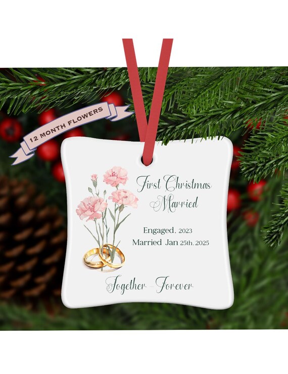 Personalized  wedding Flower, Wedding Ornament, Couples Ornament,New couples gift , Gift for Newlyweds ,newlyweds, Married ornament