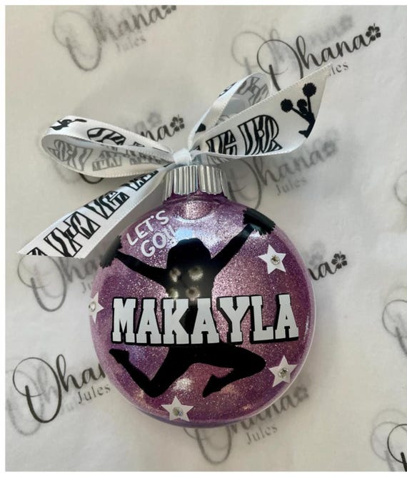 Personalized Cheerleader Ornament, Cheer Christmas Ornament, Cheer Coach Gift, Custom Glass Ornament, Team Gift, Cheerleading