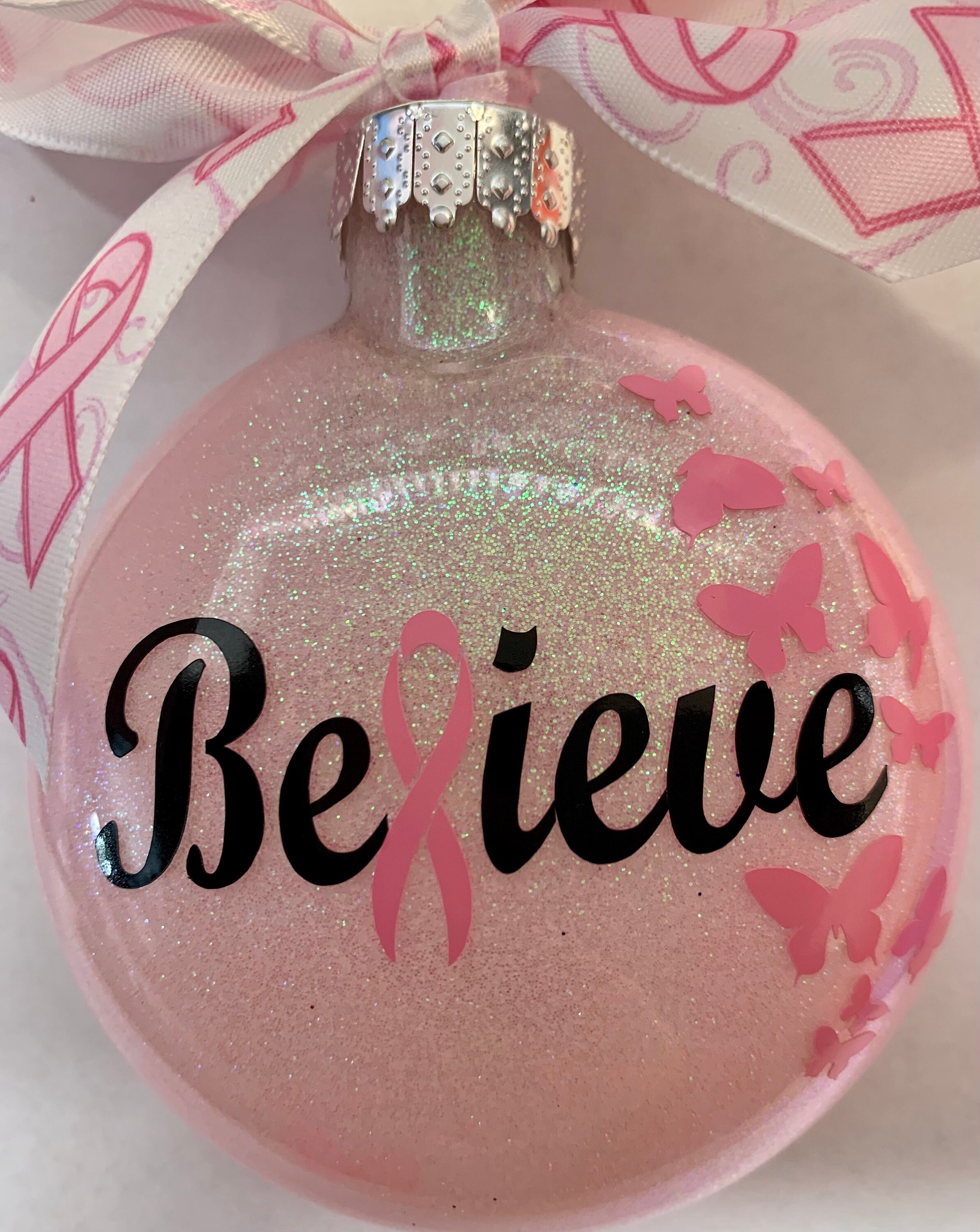 Breast Cancer Ornament, Breast Cancer Awareness Ornament, Christmas