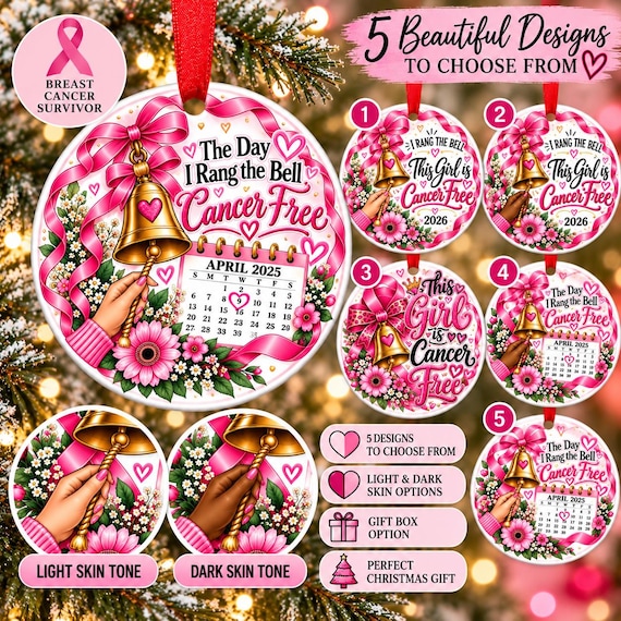 breast cancer survivor ornament, breast cancer Christmas ornament, cancer-free gift, pink ribbon ornament, cancer keepsake, Cancer Free