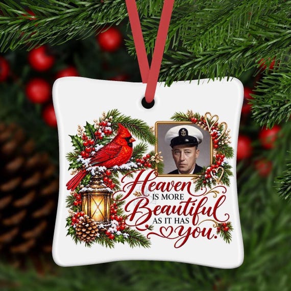 Personalized Memorial Photo Ornament, Christmas Ornament, Custom In Memory Ornament, Remembrance Photo Ornament, In Loving Memory Ornament