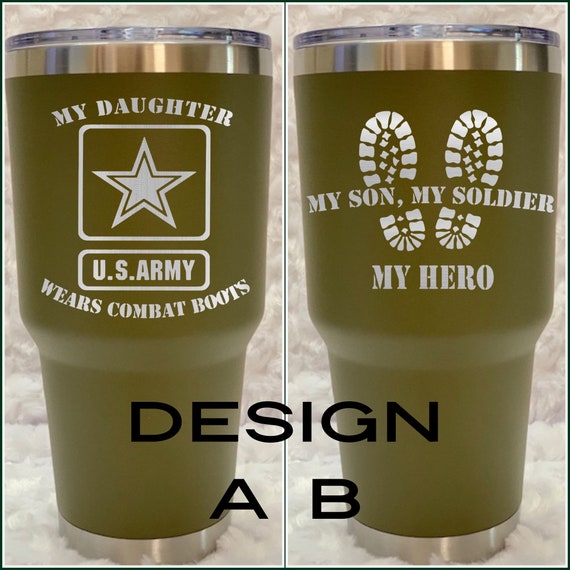 Army Mom, Army, Soldier, Hero, Tumbler, Flask, Combat Boots, personalized