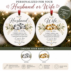 Personalized Husband Wife Ornament, Anniversary Gift, Couples Christmas Ornament, Wedding Keepsake, Custom Christmas Ornament with Name