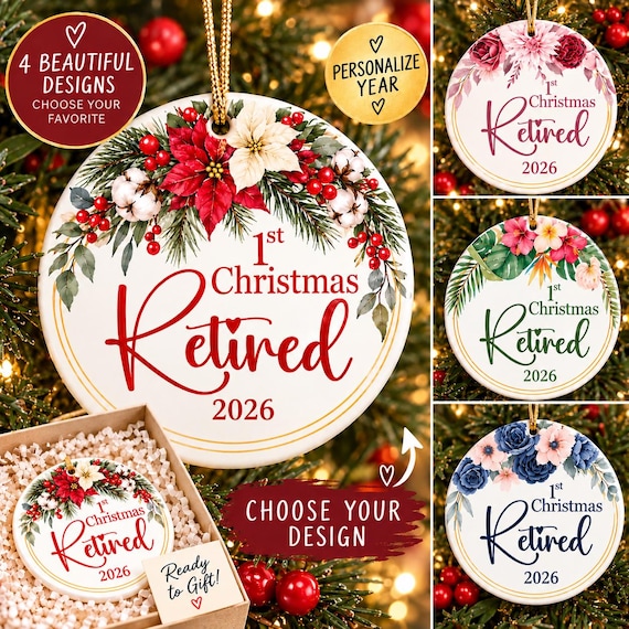 Retirement Ornament, First Christmas Retired, Retirement Gift, Holiday Keepsake, Retiree, Custom Retirement Gift, Christmas Ornament Retired