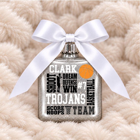 Personalized Basketball Ornament, Boys Basketball Player Gift, Custom Name and Jersey Number, Basketball Coach Gift, Team Christmas Ornament