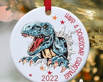Dinosaur Ornament, Skateboarding ornament, Skate ornament, Christmas ornament, Personalized ornament, Christmas tree ornament, Dino ornament