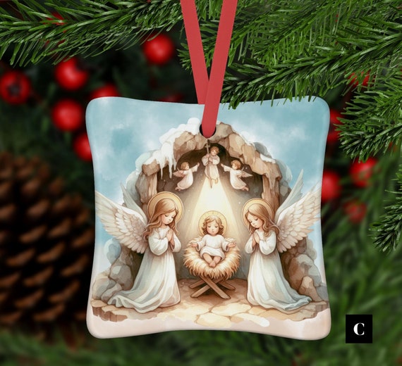 Nativity Ornament, Christmas Nativity Ornament, Baby Jesus Ornament, Faith Ornament, Christmas Ornament, Custom Faith Gift, Jesus