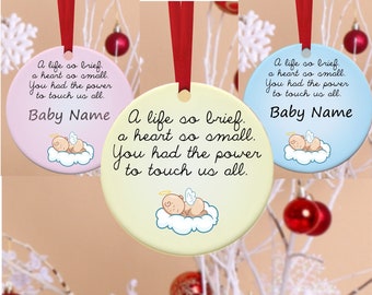 Remembrance Ornament, Baby Loss, In Memory, Glass Ornament, Infant loss, Infant, Baby, Miscarriage,Memorial Christmas Tree Ornaments