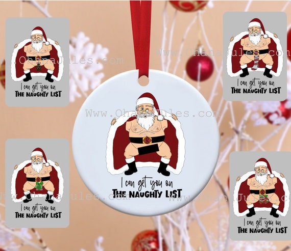 Rude Santa, Funny Santa, personalized ornament, funny ornament, Christmas