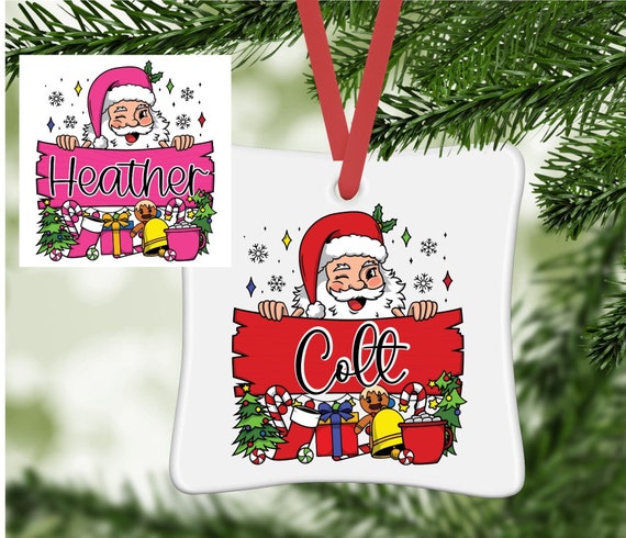 Santa, Santa Ornament, Ornament, Personalized Ornament, Glass Ornaments, Kids Ornament, christmas tree ornament, personalized gift