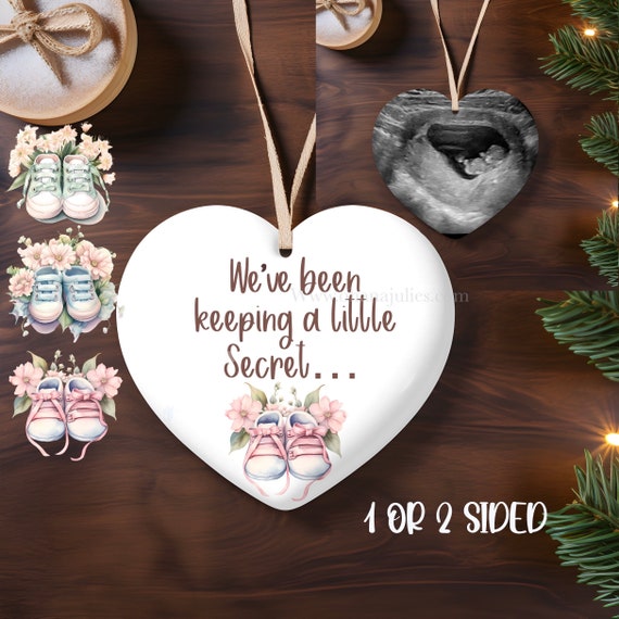 Pregnancy, pregnancy Announcement ,Ceramic Ornament. Baby Annoncement, Pregnancy Surprise,Ornament,Christmas ornament, Sonogram ornament
