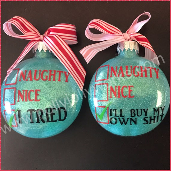 Naughty or Nice, Naughty, Nice list, Glass Ornament, Personalized Ornament
