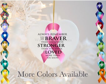 Personalized Awareness Ribbon Ornament,  Cancer Fighter Ornament, Cancer Awareness Ornament, Breast Cancer Ornament
