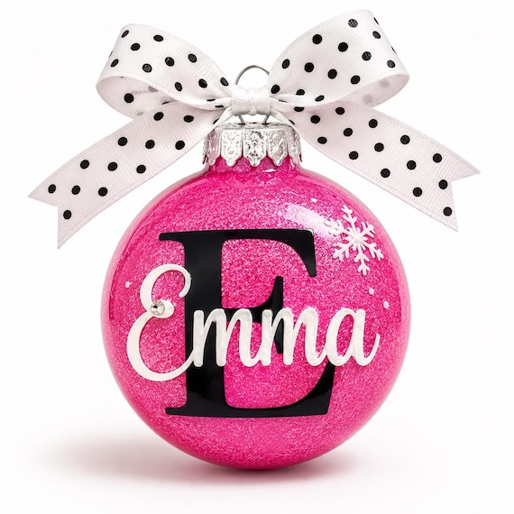 Custom Name Christmas Ornament | Personalized Glass Ornament | Baby First Christmas | Kids Holiday Keepsake, Personalized, Secret Santa,