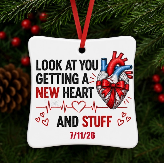 Heart Transplant Christmas Ornament, New Heart Gift, Organ Donation Keepsake, Transplant Survivor Gift, Personalized Ornament, Transplant