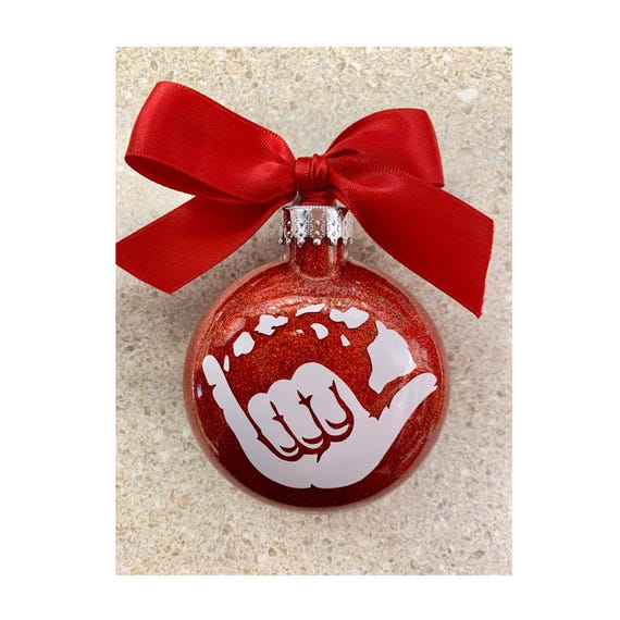 Shaka, Glass Ornament, Hawaiian Ornaments, Aloha, Shaka Ornament, Personalized Ornaments, Christmas ornament, Christmas tree ornament
