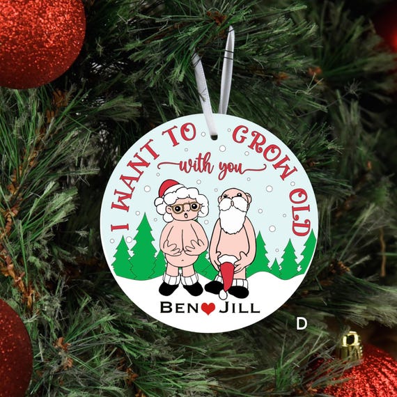 Funny Old Couple Christmas Ornament, Personalized Naughty Couple Gift, Anniversary Keepsake, Rude Christmas Tree Decor for Husband or Wife