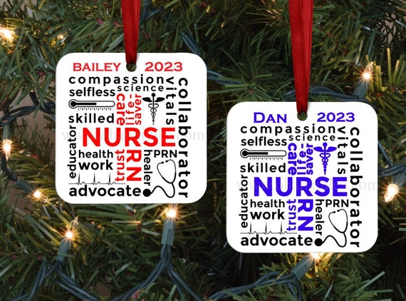 Nurse, Nurse Ornament, Health Worker, RN, Christmas Ornament, Ornament, Personalized Ornament, Ceramic ornament, Personalized, Christmas