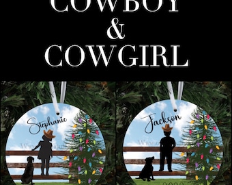 Cowgirl Ornament, Cowboy Ornament, Kids Ornament, Ornament for Cowboy, Ornament for cowgirl, Christmas Ornament, Ornament