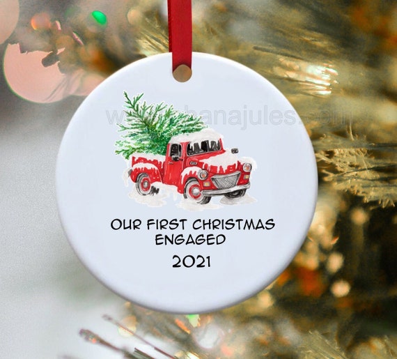 First Christmas, 1st Christmas, Engaged, Christmas Ornament, Red truck, Our first Christmas, Our 1st Christmas,