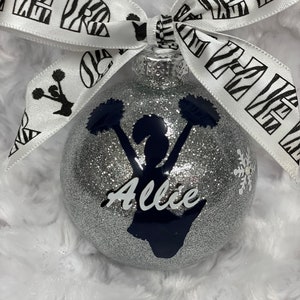 Cheer Ornament, Cheerleading, Cheer, Personalized, Christmas Ornament, Glass Ornament, Cheer