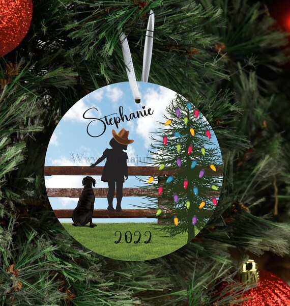Personalized Cowboy and Cowgirl Christmas Ornament, Western Kids Ornament, Custom Cowboy Christmas Gift, Country Christmas Decor