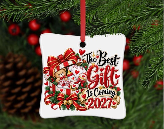 Pregnancy Announcement Ornament, Pregnancy Surprise Ornament, Baby Announcement 2027, Pregnancy Surprise, Baby Coming 2027, New Baby