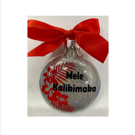 Mele Kalikimaka Glass Ornament, Hawaiian Christmas Ornament, Christmas Tree Ornament, Aloha Gift