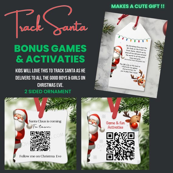 SantaTracker ornament , Santa Ornament, Santa Tracker, Kids Christmas Ornament, TrackSanta Santa, Family Ornament, Christmas Tree Ornament