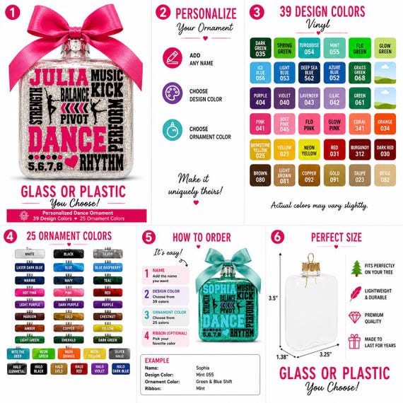 Personalized Dance Ornament, Custom Dancer Christmas Ornament, Ballet Gift, Dance Team Gift, Tap Jazz Hip Hop Ornament, Recital Gift, Dance