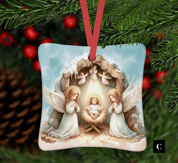 Angel Ornament, Baby Jesus, Nativity, Christmas Ornament, Personalized Christmas, Christian Ornament, Religious Ornaments, Baby Jesus, Faith
