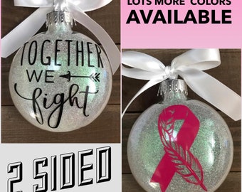 Breast Cancer Awareness Ornament: Ribbon & 'Together We Fight'
