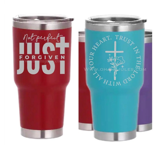 Faith, religion, Christian Gifts, Cold and Hot drinks ,Tumbler engraved Tumbler, Trust in the Lord, Cross, tumbler