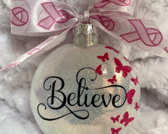 Cancer Awareness Christmas Ornament, Cancer Ornament, Cancer survivor Ornament, Christmas Ornament, Creast Cancer