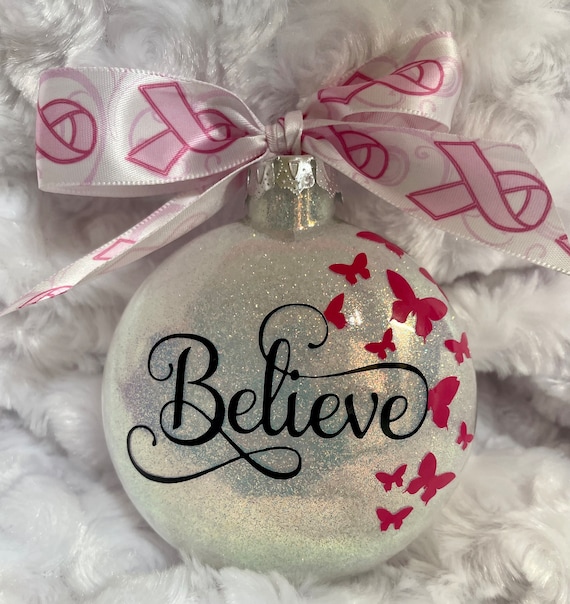 Breast cancer, cancer, Awareness, Glass Ornament, Survivor, Cancer Survivor, Bear Cancer, Cancer Awareness, Christmas ornament