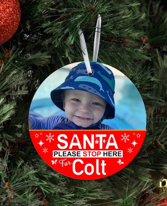 Santa stop here, photo ornaments, personalized ornament, Christmas ornament, santa, photo, ornament, Christmas, personalized, Christmas tree