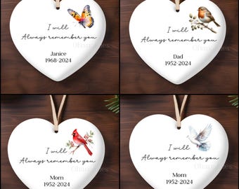 Remembrance, Ornament, Loss, In Memory, Parent loss remembrance, Memorial Christmas Tree Ornaments,Christmas Ornament, Always Remember you